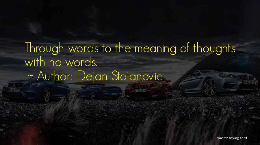 Dejan Stojanovic Quotes: Through Words To The Meaning Of Thoughts With No Words.