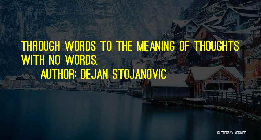 Dejan Stojanovic Quotes: Through Words To The Meaning Of Thoughts With No Words.
