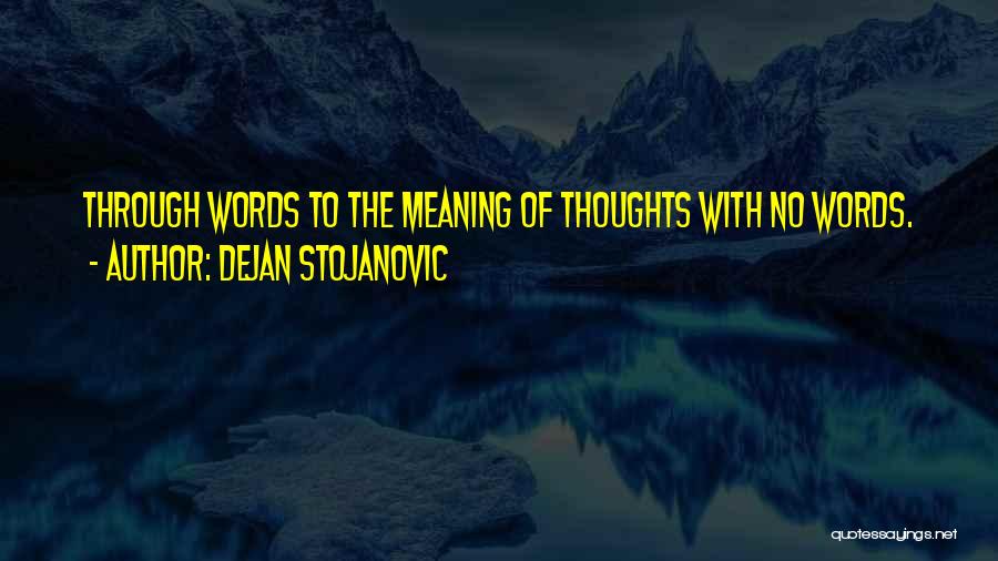 Dejan Stojanovic Quotes: Through Words To The Meaning Of Thoughts With No Words.