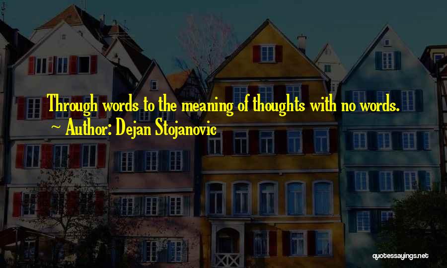 Dejan Stojanovic Quotes: Through Words To The Meaning Of Thoughts With No Words.