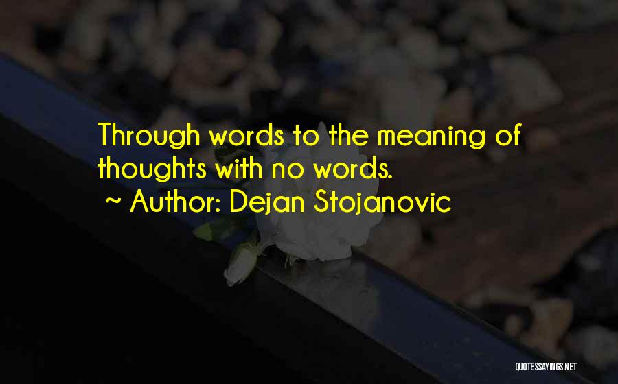 Dejan Stojanovic Quotes: Through Words To The Meaning Of Thoughts With No Words.