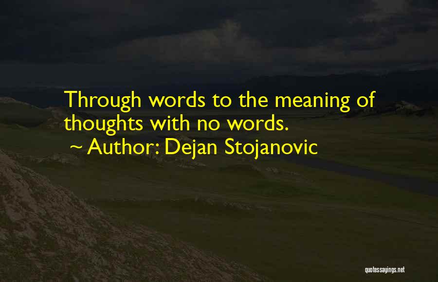 Dejan Stojanovic Quotes: Through Words To The Meaning Of Thoughts With No Words.