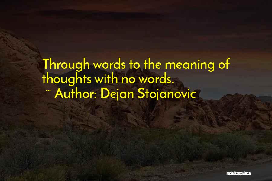 Dejan Stojanovic Quotes: Through Words To The Meaning Of Thoughts With No Words.