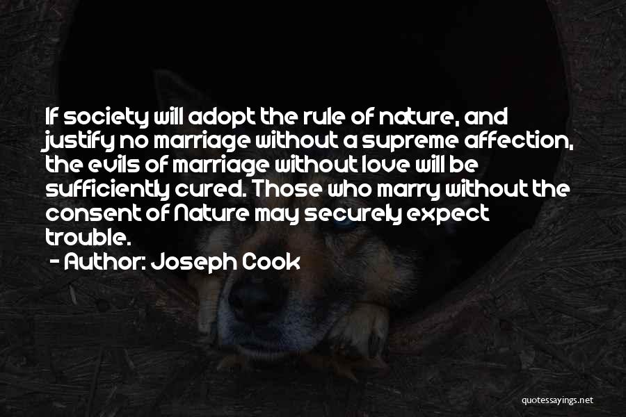 Joseph Cook Quotes: If Society Will Adopt The Rule Of Nature, And Justify No Marriage Without A Supreme Affection, The Evils Of Marriage