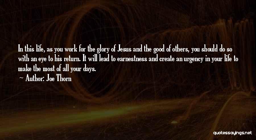 Joe Thorn Quotes: In This Life, As You Work For The Glory Of Jesus And The Good Of Others, You Should Do So