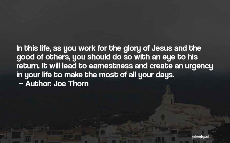 Joe Thorn Quotes: In This Life, As You Work For The Glory Of Jesus And The Good Of Others, You Should Do So