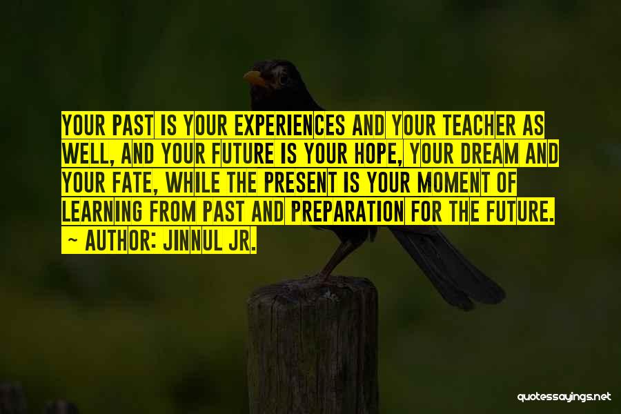 Jinnul Jr. Quotes: Your Past Is Your Experiences And Your Teacher As Well, And Your Future Is Your Hope, Your Dream And Your