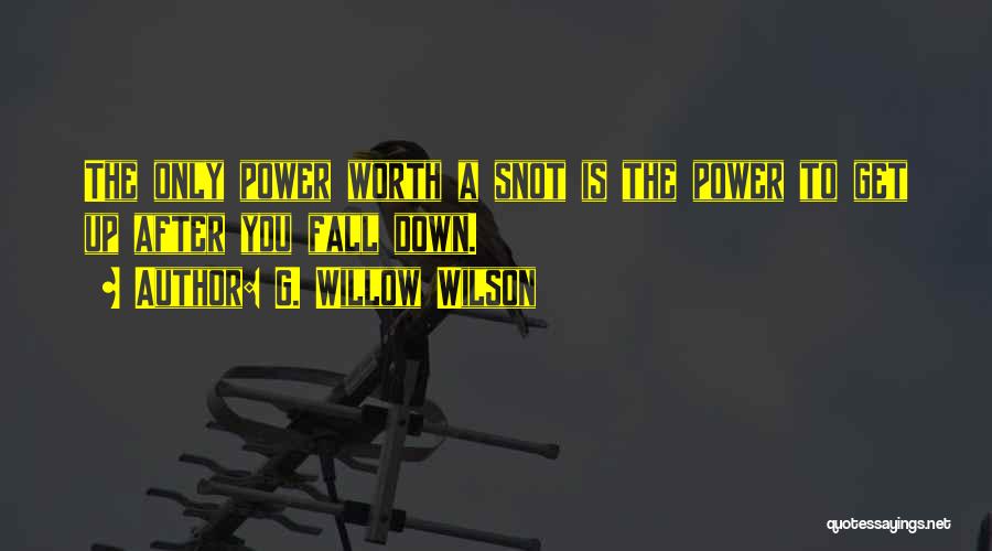 G. Willow Wilson Quotes: The Only Power Worth A Snot Is The Power To Get Up After You Fall Down.