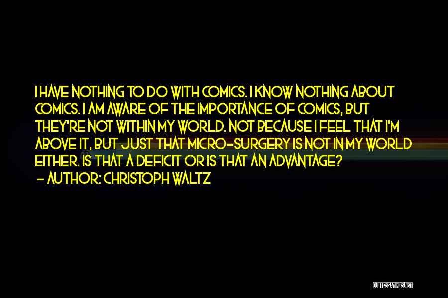 Christoph Waltz Quotes: I Have Nothing To Do With Comics. I Know Nothing About Comics. I Am Aware Of The Importance Of Comics,