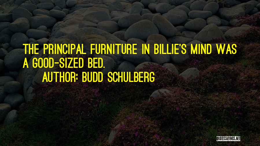 Budd Schulberg Quotes: The Principal Furniture In Billie's Mind Was A Good-sized Bed.