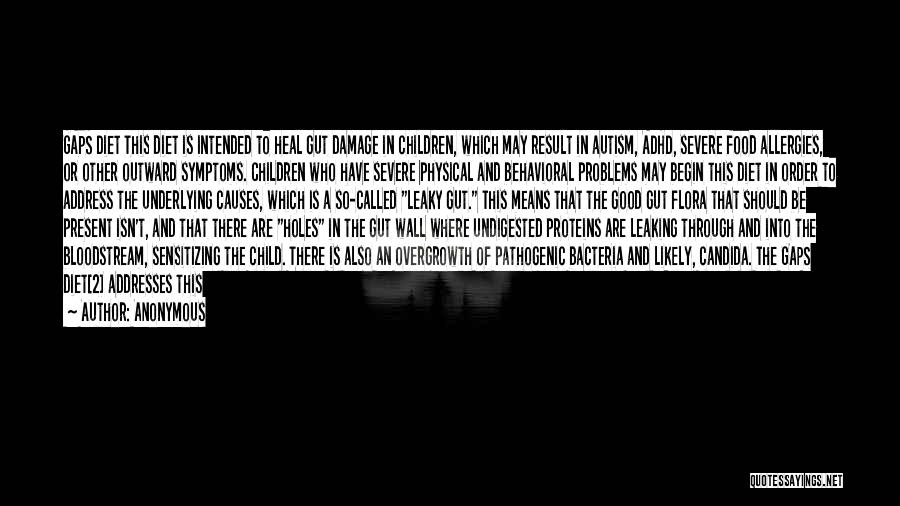 Anonymous Quotes: Gaps Diet This Diet Is Intended To Heal Gut Damage In Children, Which May Result In Autism, Adhd, Severe Food