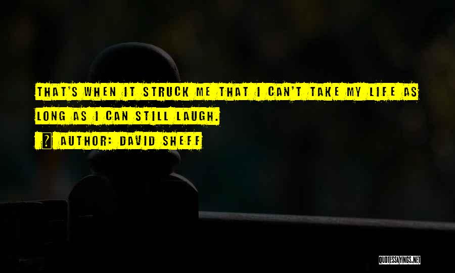 David Sheff Quotes: That's When It Struck Me That I Can't Take My Life As Long As I Can Still Laugh.