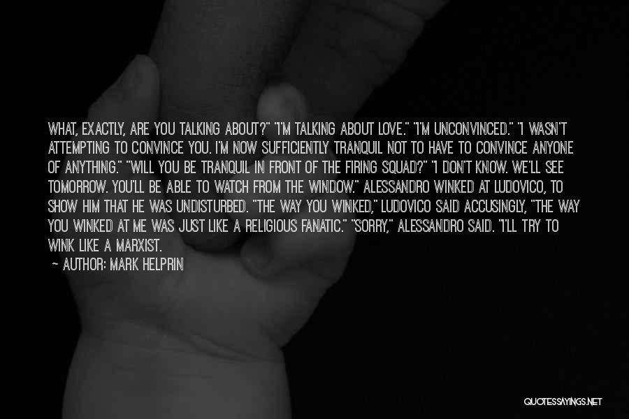 Mark Helprin Quotes: What, Exactly, Are You Talking About? I'm Talking About Love. I'm Unconvinced. I Wasn't Attempting To Convince You. I'm Now