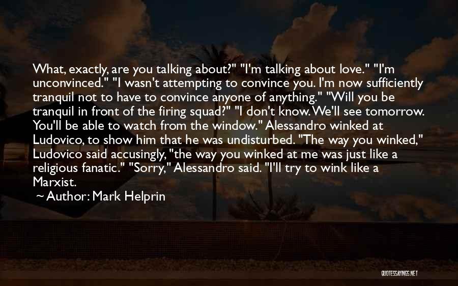 Mark Helprin Quotes: What, Exactly, Are You Talking About? I'm Talking About Love. I'm Unconvinced. I Wasn't Attempting To Convince You. I'm Now