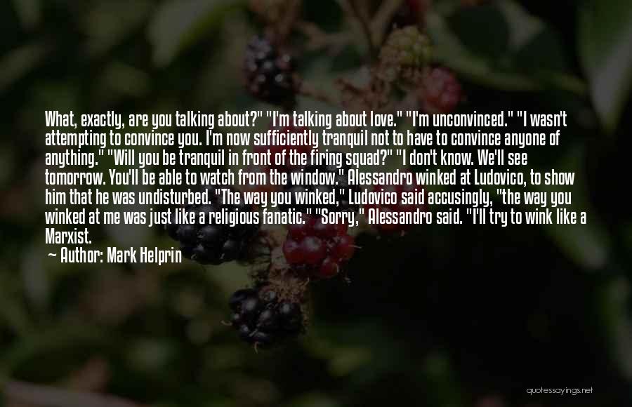 Mark Helprin Quotes: What, Exactly, Are You Talking About? I'm Talking About Love. I'm Unconvinced. I Wasn't Attempting To Convince You. I'm Now