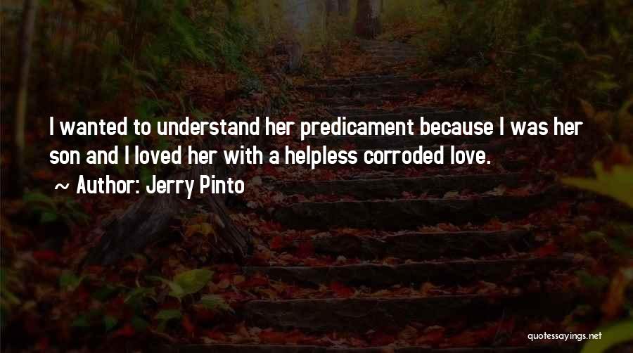 Jerry Pinto Quotes: I Wanted To Understand Her Predicament Because I Was Her Son And I Loved Her With A Helpless Corroded Love.