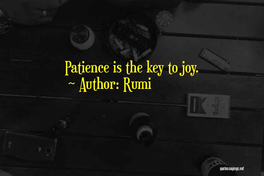 Rumi Quotes: Patience Is The Key To Joy.