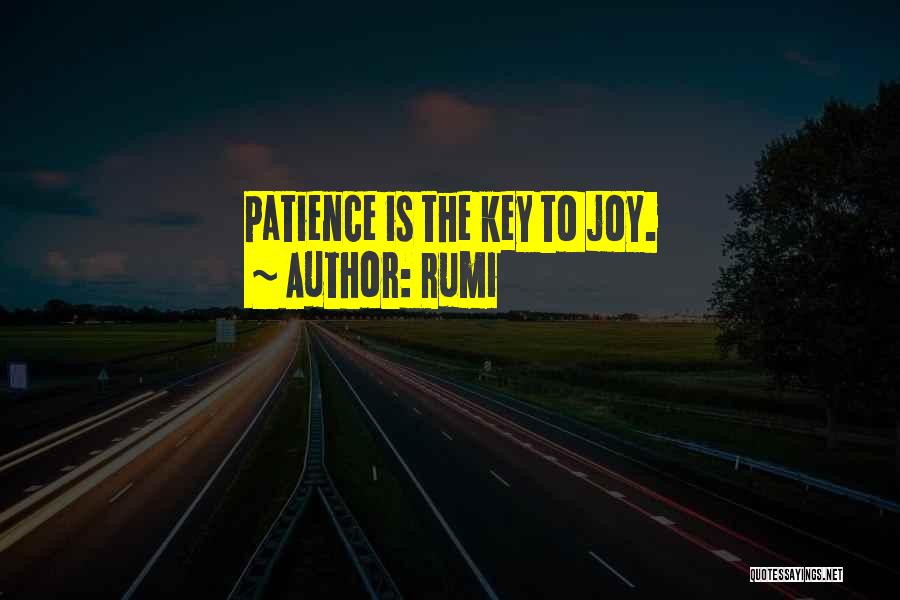 Rumi Quotes: Patience Is The Key To Joy.