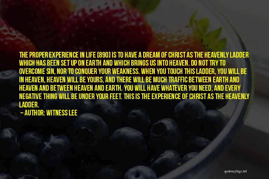 Witness Lee Quotes: The Proper Experience In Life [890] Is To Have A Dream Of Christ As The Heavenly Ladder Which Has Been