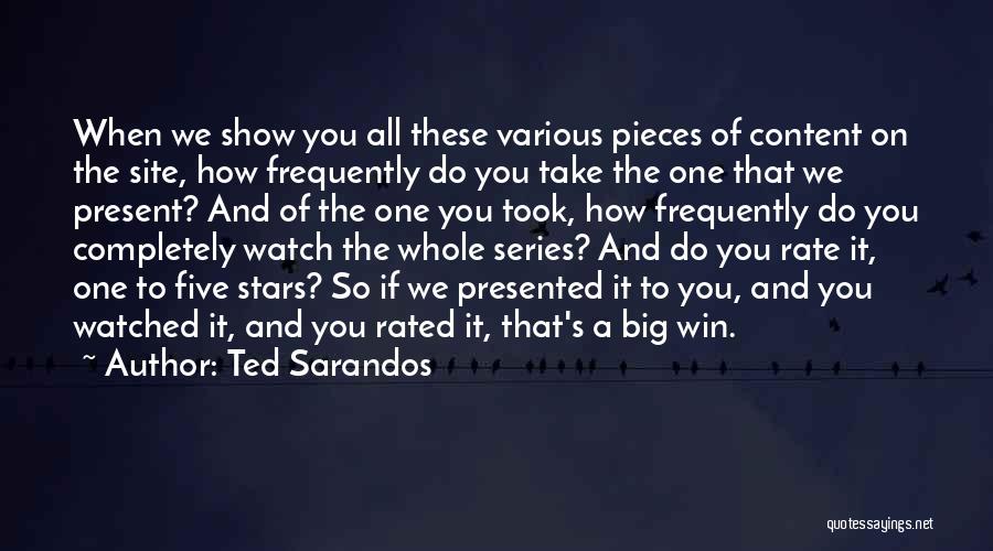 Ted Sarandos Quotes: When We Show You All These Various Pieces Of Content On The Site, How Frequently Do You Take The One
