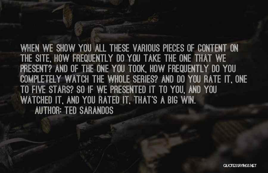 Ted Sarandos Quotes: When We Show You All These Various Pieces Of Content On The Site, How Frequently Do You Take The One