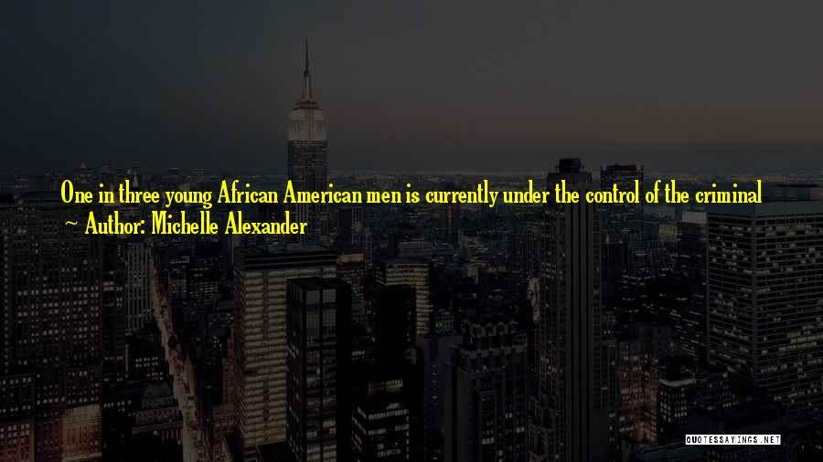 Michelle Alexander Quotes: One In Three Young African American Men Is Currently Under The Control Of The Criminal Justice System - In Prison,