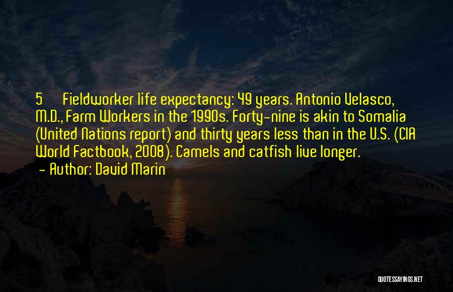David Marin Quotes: 5 Fieldworker Life Expectancy: 49 Years. Antonio Velasco, M.d., Farm Workers In The 1990s. Forty-nine Is Akin To Somalia (united