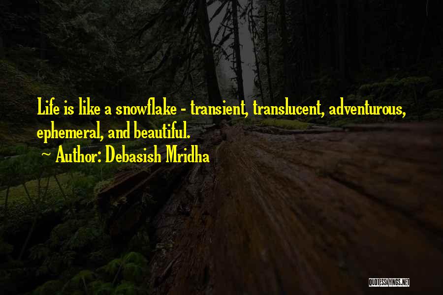 Debasish Mridha Quotes: Life Is Like A Snowflake - Transient, Translucent, Adventurous, Ephemeral, And Beautiful.