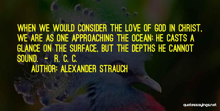 Alexander Strauch Quotes: When We Would Consider The Love Of God In Christ, We Are As One Approaching The Ocean: He Casts A