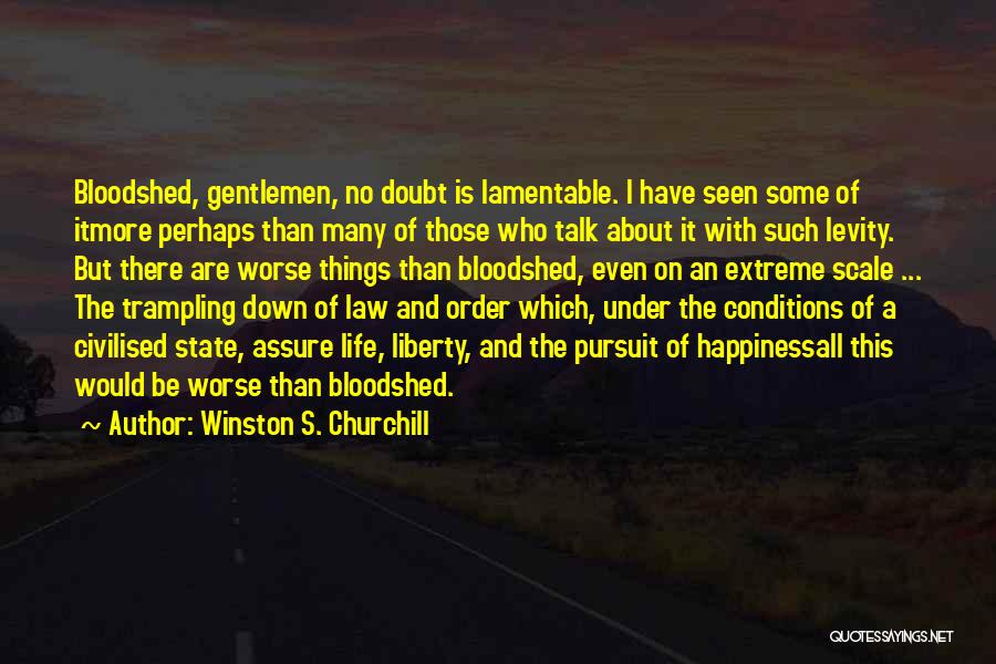 Winston S. Churchill Quotes: Bloodshed, Gentlemen, No Doubt Is Lamentable. I Have Seen Some Of Itmore Perhaps Than Many Of Those Who Talk About
