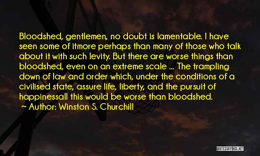 Winston S. Churchill Quotes: Bloodshed, Gentlemen, No Doubt Is Lamentable. I Have Seen Some Of Itmore Perhaps Than Many Of Those Who Talk About