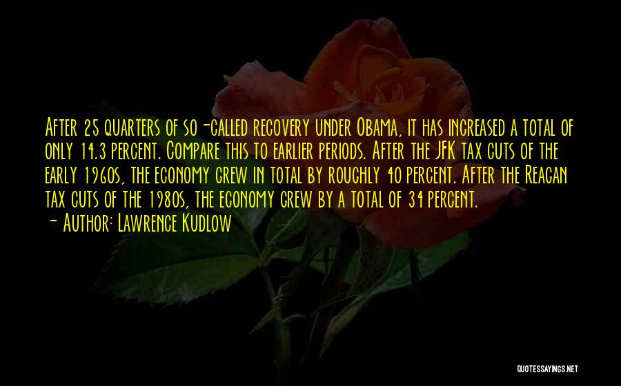 Lawrence Kudlow Quotes: After 25 Quarters Of So-called Recovery Under Obama, It Has Increased A Total Of Only 14.3 Percent. Compare This To