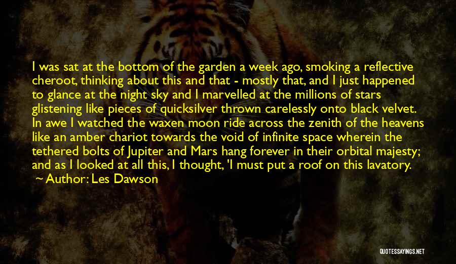 Les Dawson Quotes: I Was Sat At The Bottom Of The Garden A Week Ago, Smoking A Reflective Cheroot, Thinking About This And