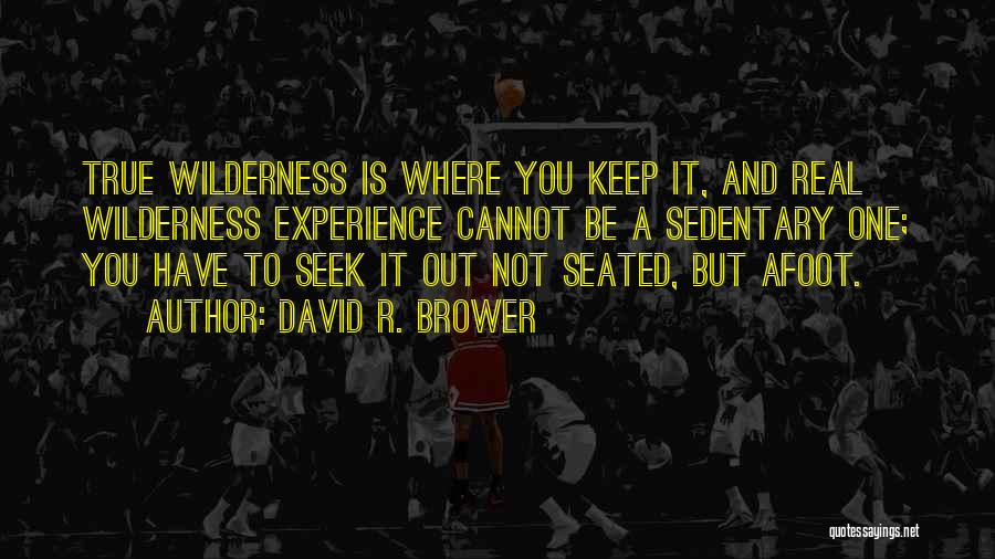 David R. Brower Quotes: True Wilderness Is Where You Keep It, And Real Wilderness Experience Cannot Be A Sedentary One; You Have To Seek