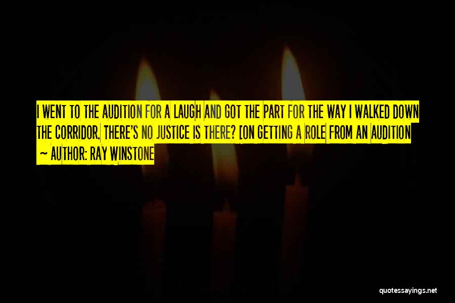 Ray Winstone Quotes: I Went To The Audition For A Laugh And Got The Part For The Way I Walked Down The Corridor.