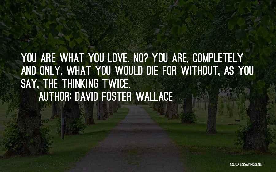 David Foster Wallace Quotes: You Are What You Love. No? You Are, Completely And Only, What You Would Die For Without, As You Say,