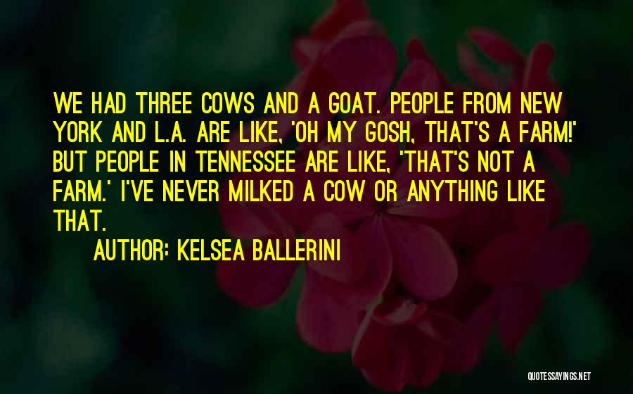 Kelsea Ballerini Quotes: We Had Three Cows And A Goat. People From New York And L.a. Are Like, 'oh My Gosh, That's A