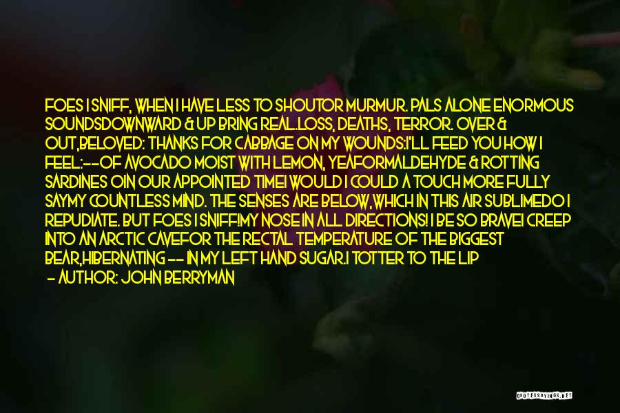 John Berryman Quotes: Foes I Sniff, When I Have Less To Shoutor Murmur. Pals Alone Enormous Soundsdownward & Up Bring Real.loss, Deaths, Terror.