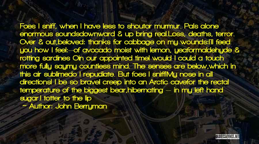 John Berryman Quotes: Foes I Sniff, When I Have Less To Shoutor Murmur. Pals Alone Enormous Soundsdownward & Up Bring Real.loss, Deaths, Terror.