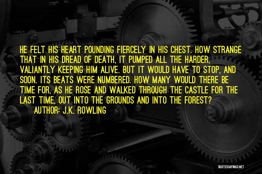 J.K. Rowling Quotes: He Felt His Heart Pounding Fiercely In His Chest. How Strange That In His Dread Of Death, It Pumped All