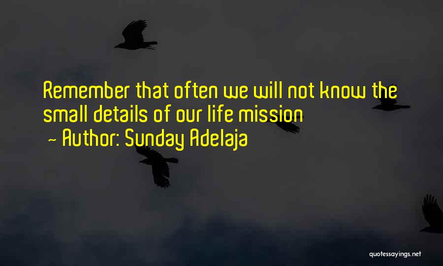 Sunday Adelaja Quotes: Remember That Often We Will Not Know The Small Details Of Our Life Mission