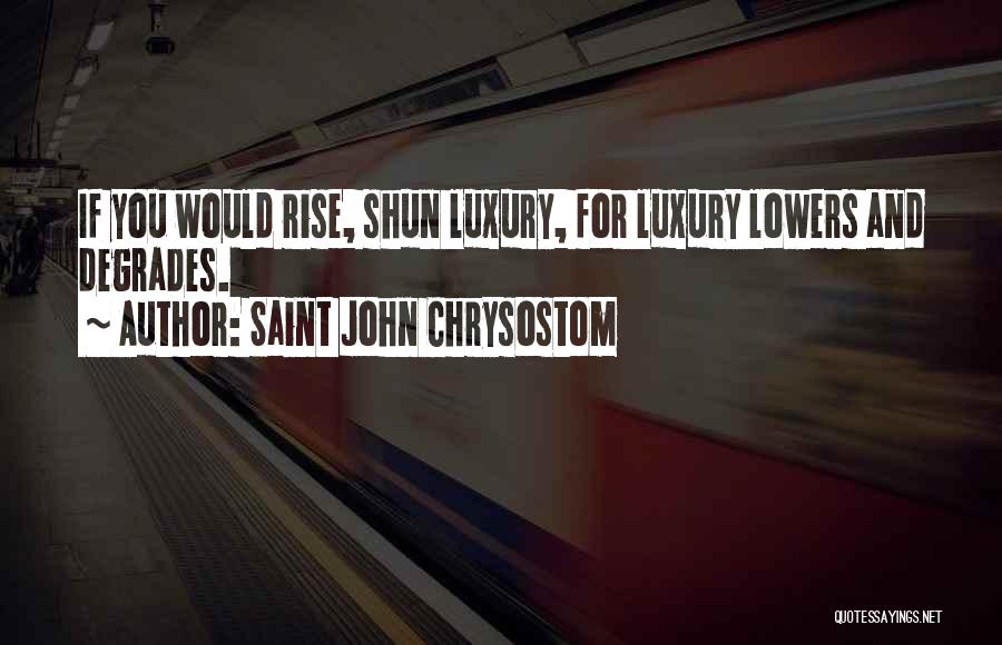 Saint John Chrysostom Quotes: If You Would Rise, Shun Luxury, For Luxury Lowers And Degrades.