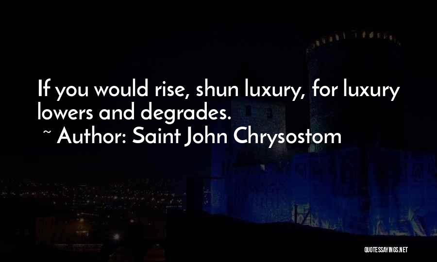 Saint John Chrysostom Quotes: If You Would Rise, Shun Luxury, For Luxury Lowers And Degrades.