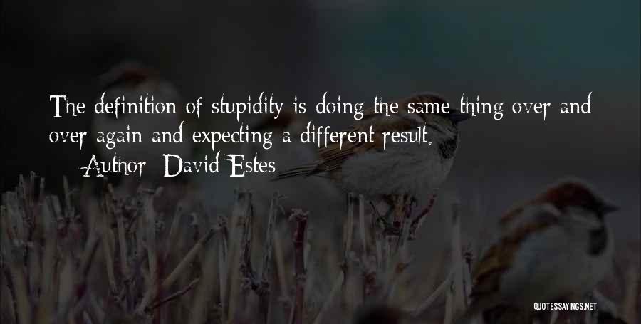 David Estes Quotes: The Definition Of Stupidity Is Doing The Same Thing Over And Over Again And Expecting A Different Result.