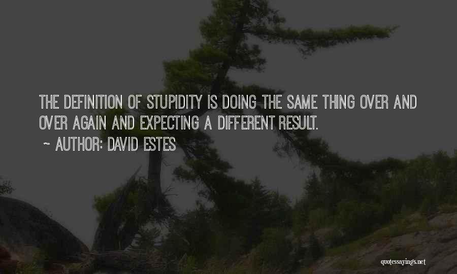 David Estes Quotes: The Definition Of Stupidity Is Doing The Same Thing Over And Over Again And Expecting A Different Result.