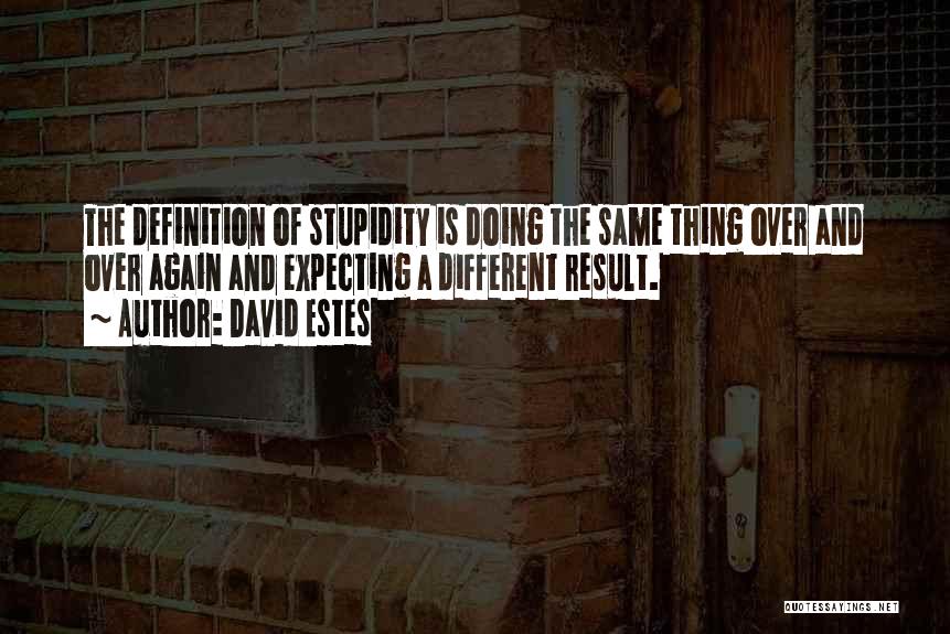 David Estes Quotes: The Definition Of Stupidity Is Doing The Same Thing Over And Over Again And Expecting A Different Result.