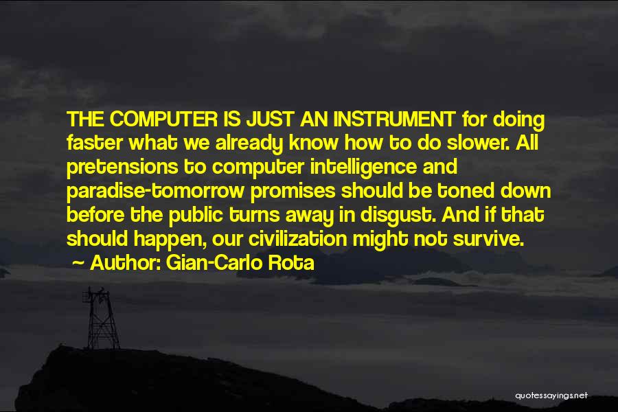 Gian-Carlo Rota Quotes: The Computer Is Just An Instrument For Doing Faster What We Already Know How To Do Slower. All Pretensions To