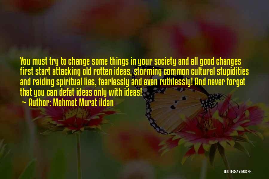 Mehmet Murat Ildan Quotes: You Must Try To Change Some Things In Your Society And All Good Changes First Start Attacking Old Rotten Ideas,