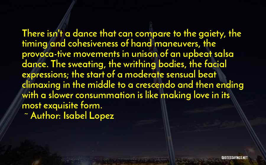 Isabel Lopez Quotes: There Isn't A Dance That Can Compare To The Gaiety, The Timing And Cohesiveness Of Hand Maneuvers, The Provoca-tive Movements