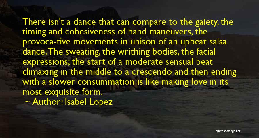 Isabel Lopez Quotes: There Isn't A Dance That Can Compare To The Gaiety, The Timing And Cohesiveness Of Hand Maneuvers, The Provoca-tive Movements